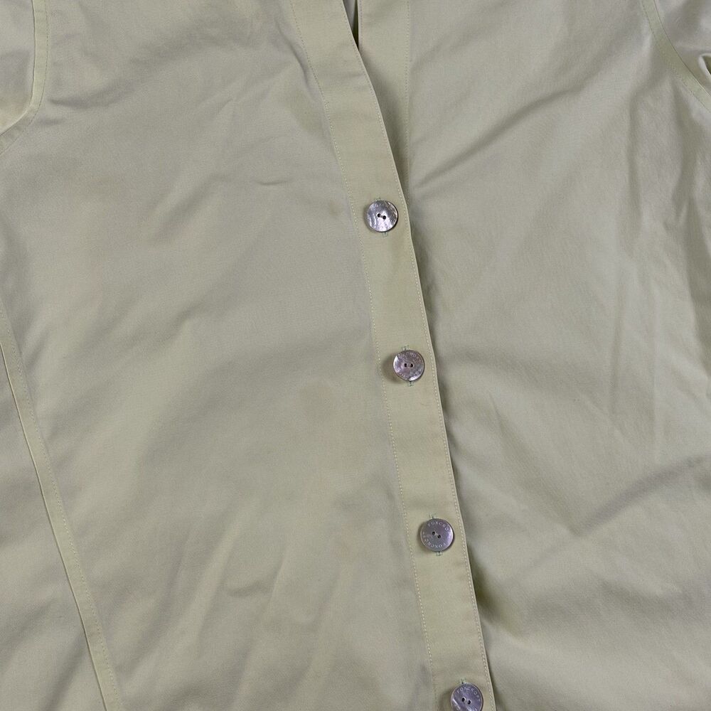 Foxcroft Dress Shirt 3/4 Sleeve Button Up Sz 14 Yellow Cotton Office Casual Top - Picture 12 of 13
